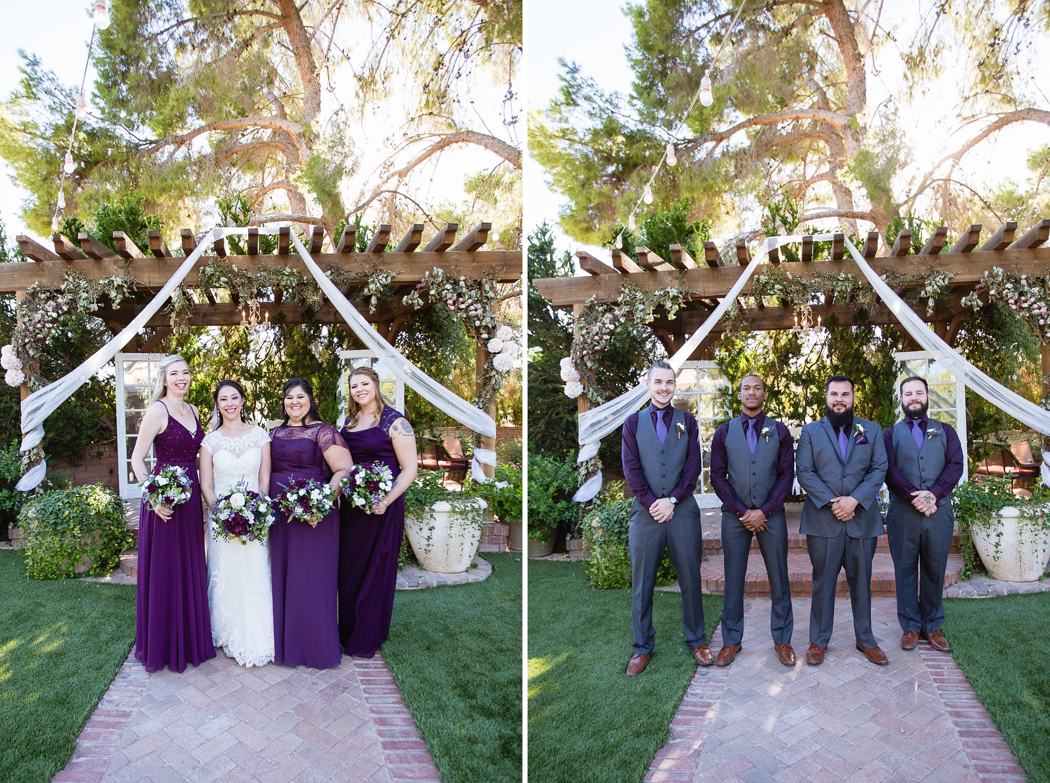 Purple and grey bridal party