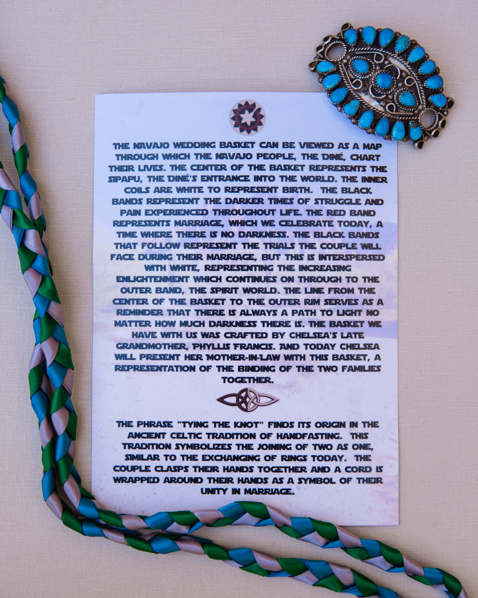 Turquoise details of a Navajo and Irish wedding by Phoenix wedding photographer PMA Photography.