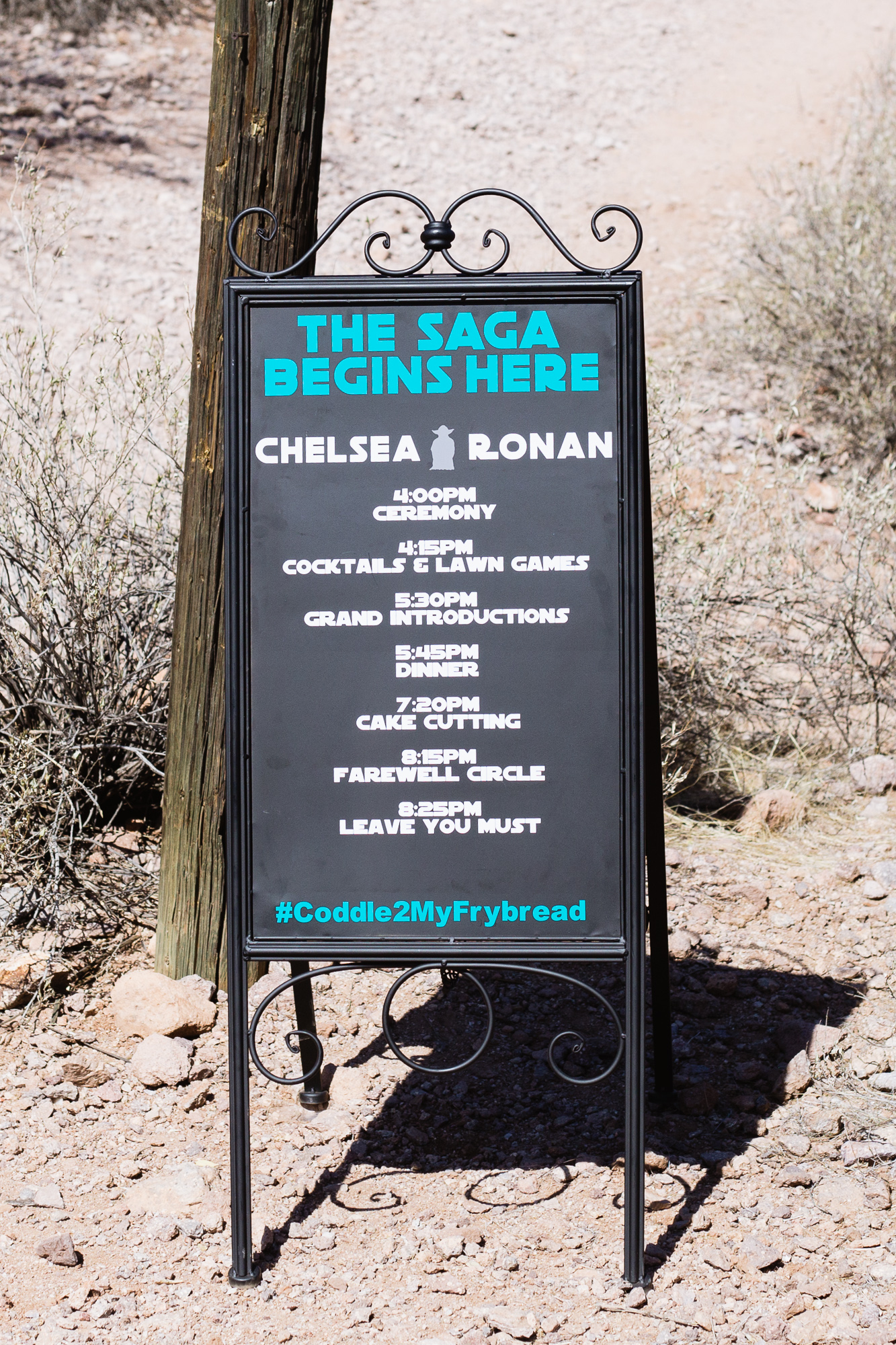 Star Wars inspired wedding timeline sign by PMA Photography.