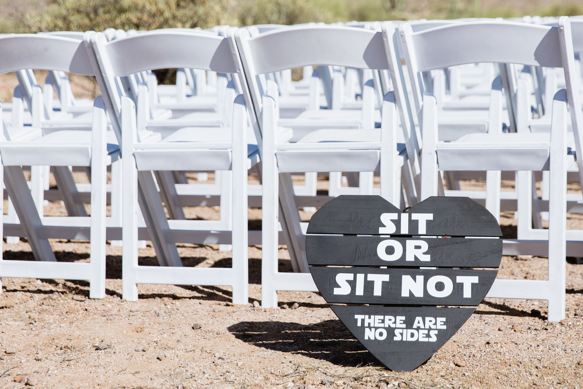 Star Wars themed wedding ceremony at the superstition mountains at Lost Dutchman State Park by Arizona wedding photographer PMA Photography.