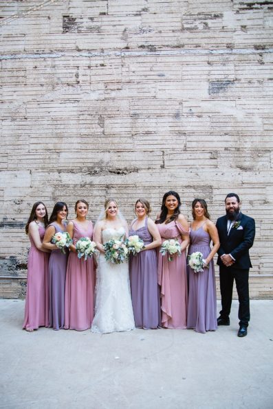 Bride and bridesmaids together at a The Ice House wedding by Arizona wedding photographer PMA Photography.