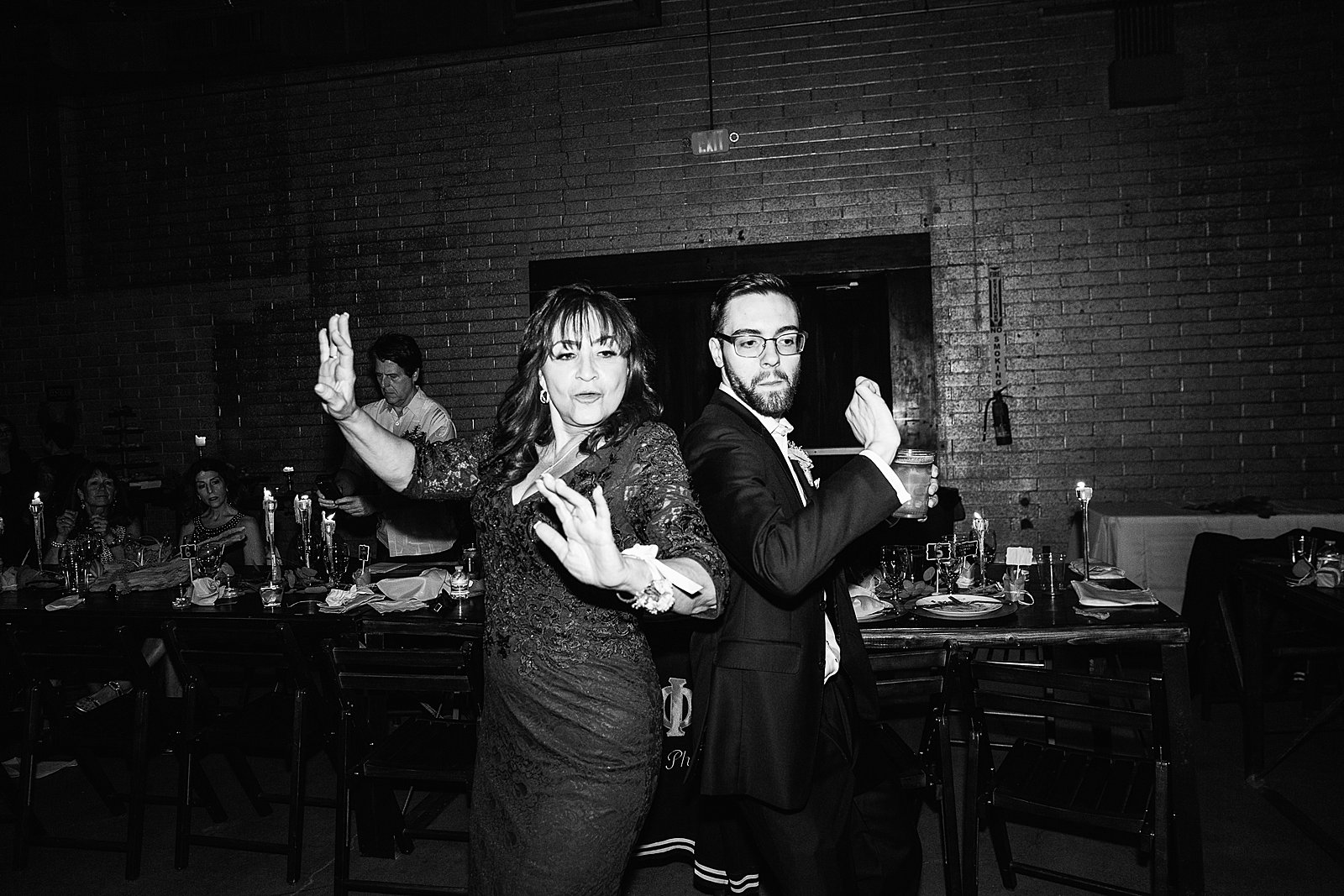 Guests dancing at The Ice House wedding reception by Phoenix wedding photographer PMA Photography