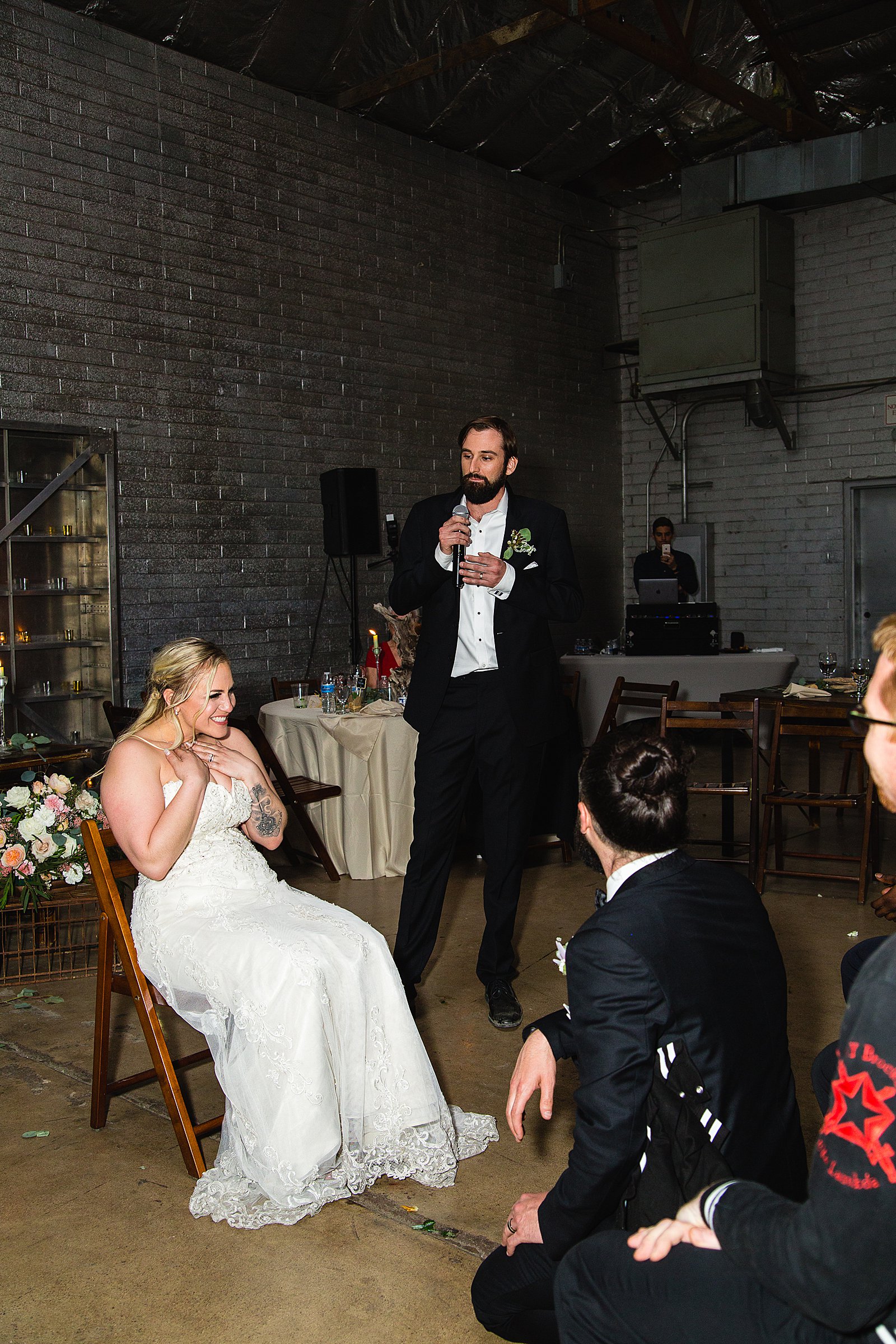 Lavalier ceremony at a wedding reception at The Ice House by Phoenix wedding photographer PMA Photography.