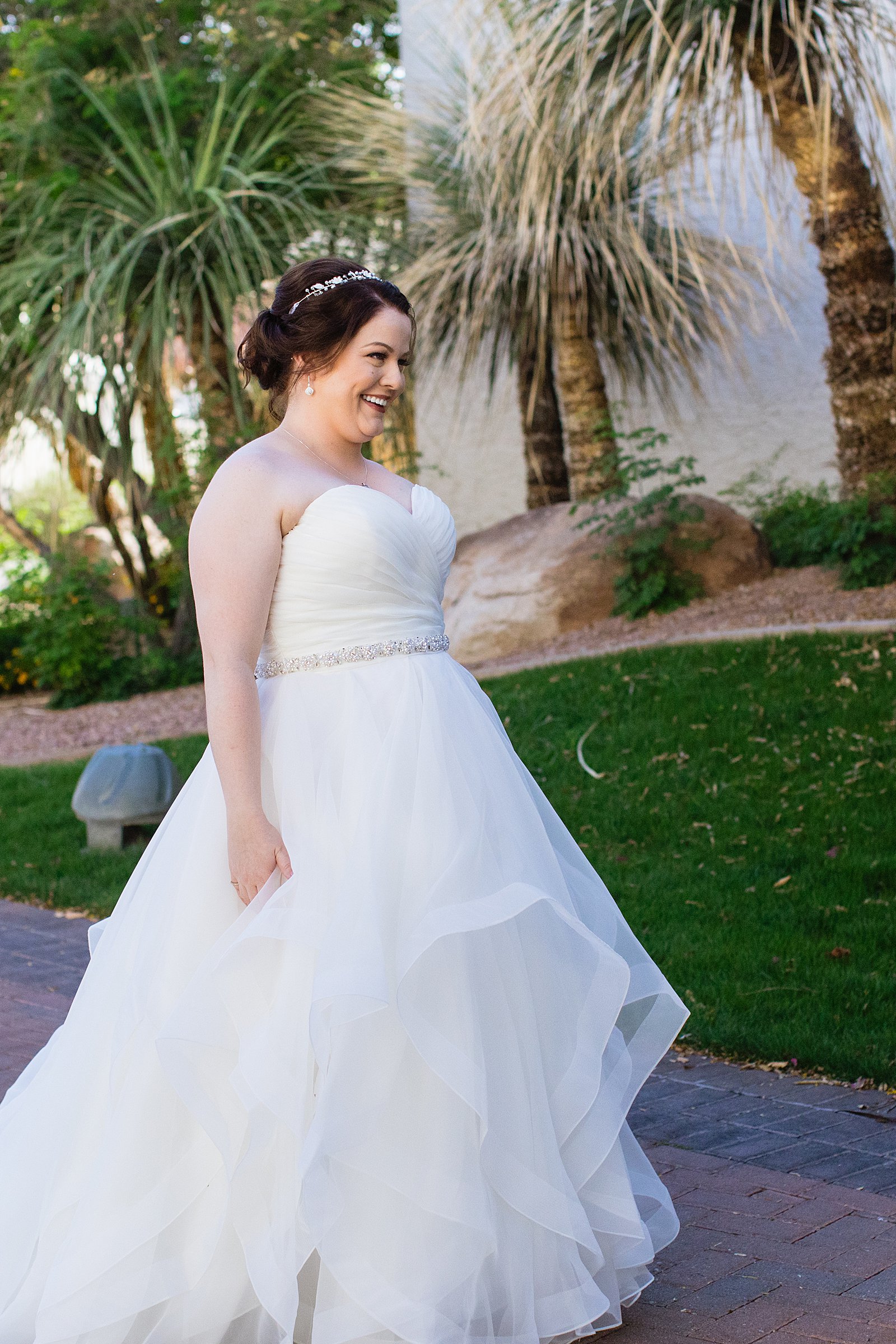 Bride and Groom's first look at Arizona Grand Resort by Phoenix wedding photographer PMA Photography.
