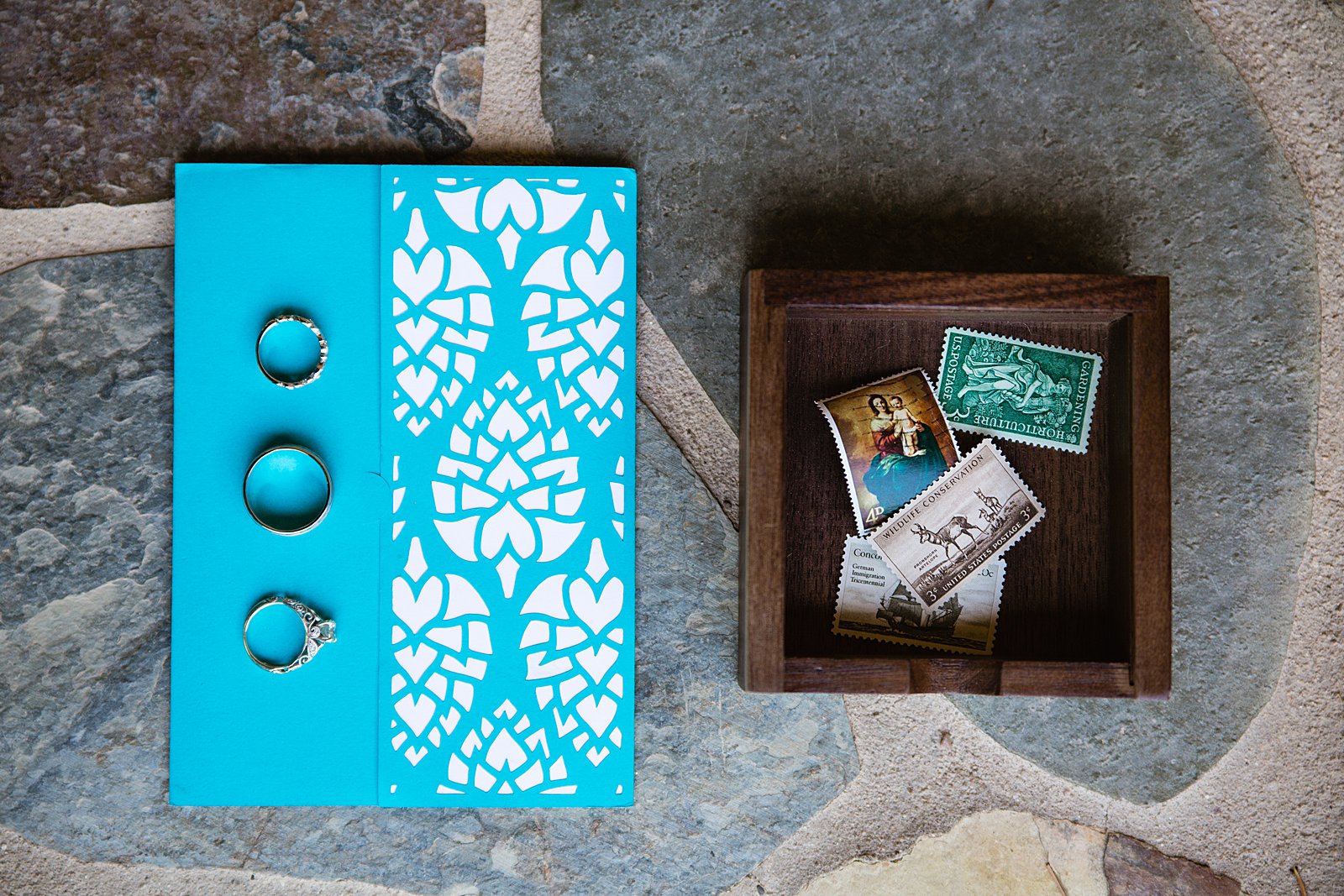 Blue hops inspired stationary for a brewery wedding by PMA Photography.