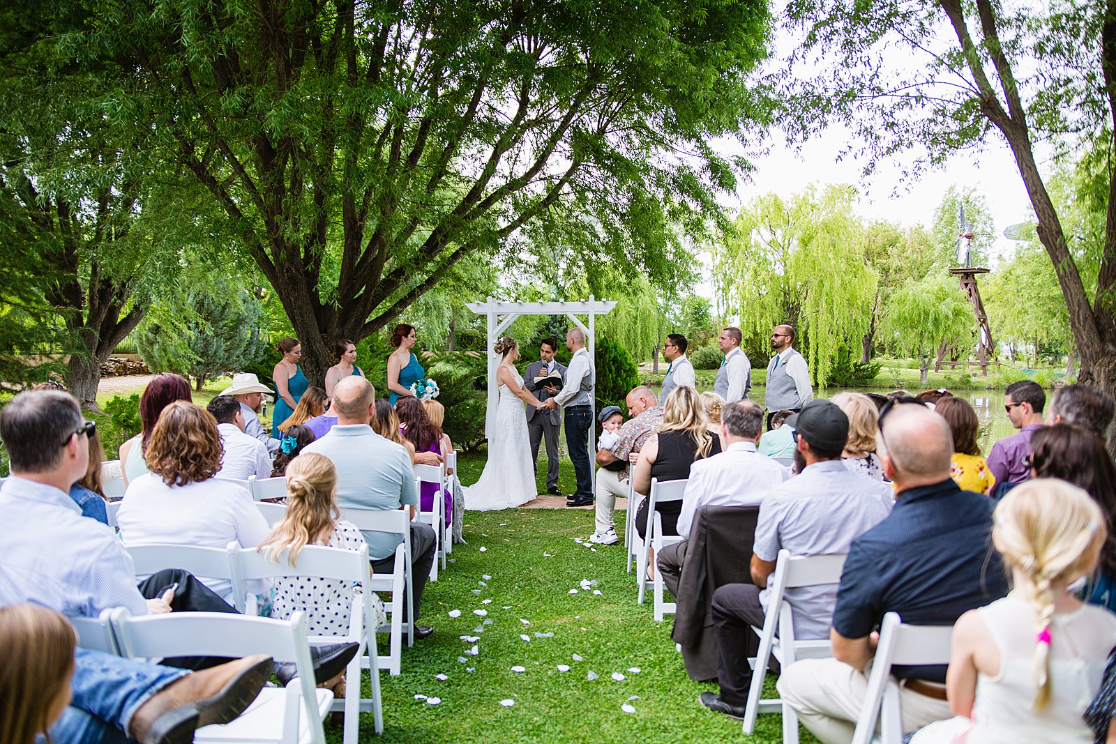 Wedding ceremony at The Windmill House by Arizona wedding photographer PMA Photography.