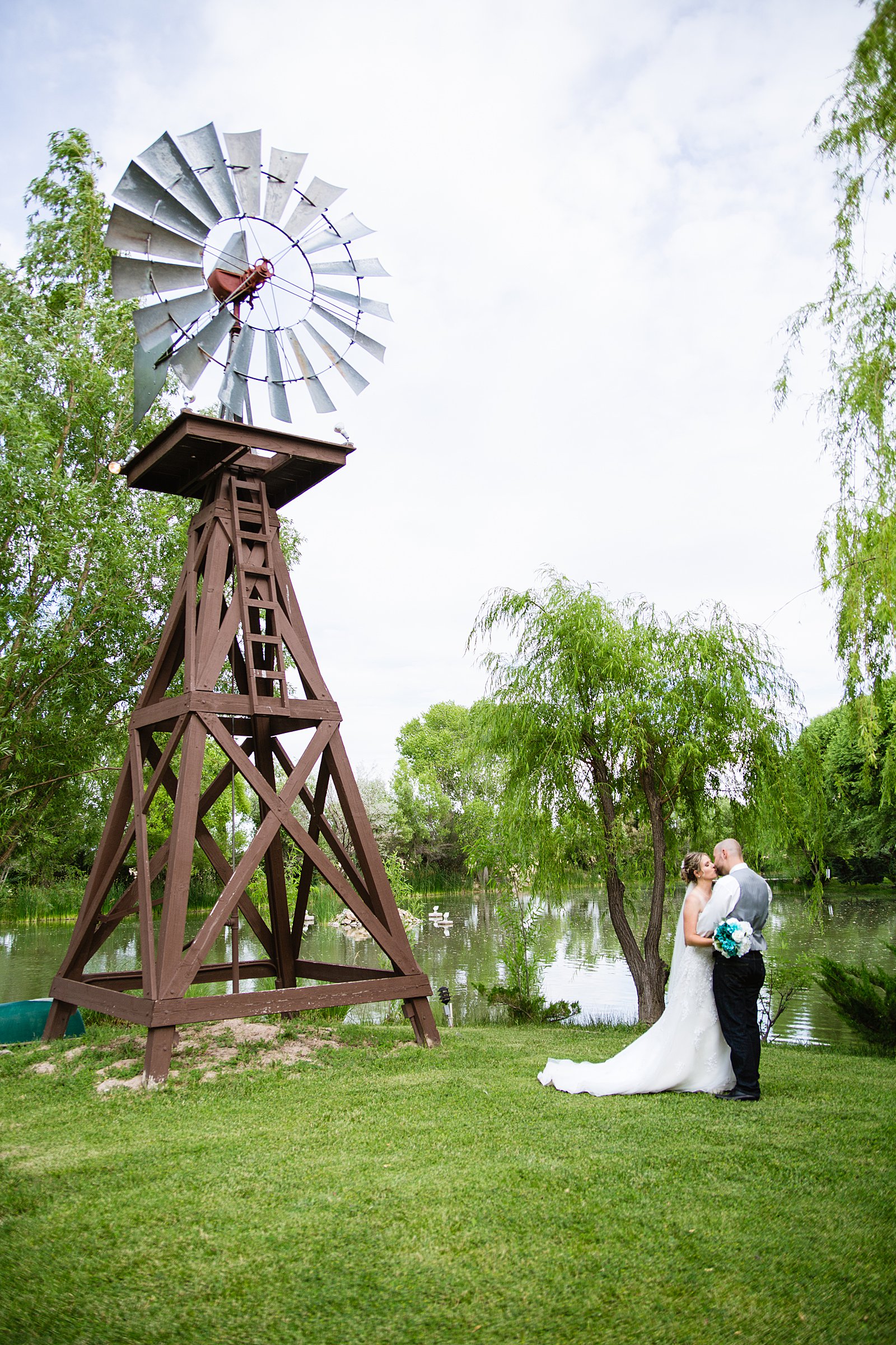 Bride and Groom share an intimate moment at their The Windmill House wedding by Arizona wedding photographer PMA Photography.