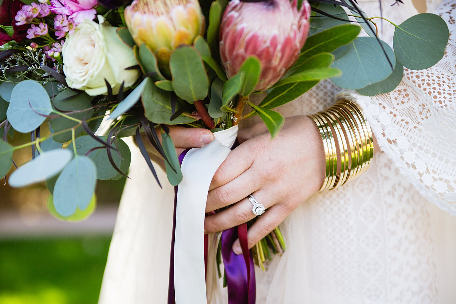 Bride's colorful boho bouquet by PMA Photography.