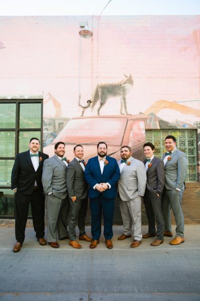 Groom and groomsmen together at a MonOrchid wedding by Arizona wedding photographer PMA Photography.