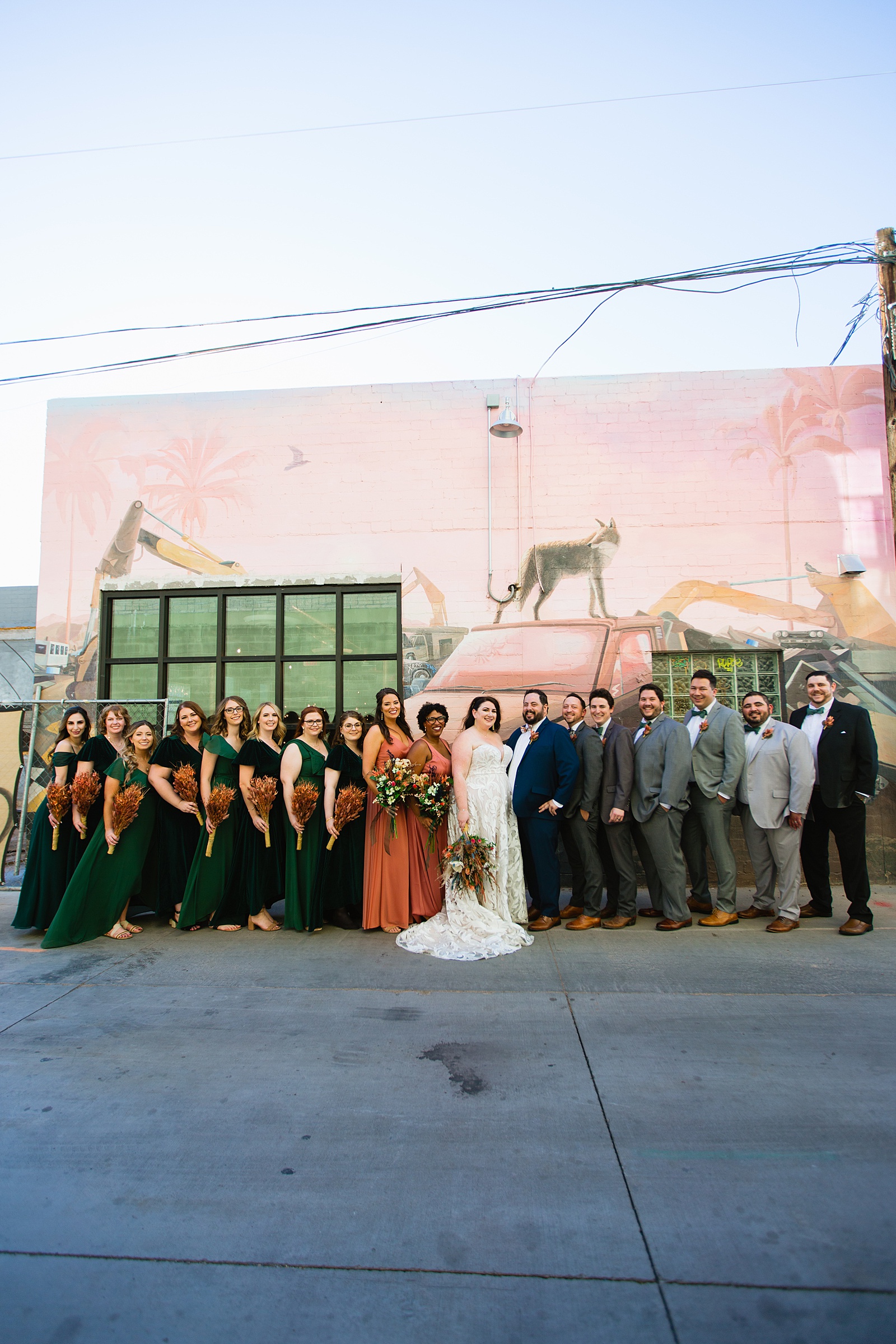 Bridal party together at a MonOrchid wedding by Arizona wedding photographer PMA Photography.