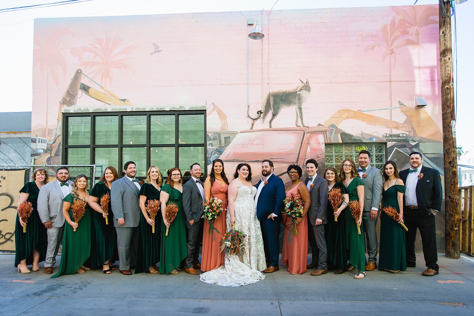 Bridal party together at a MonOrchid wedding by Arizona wedding photographer PMA Photography.