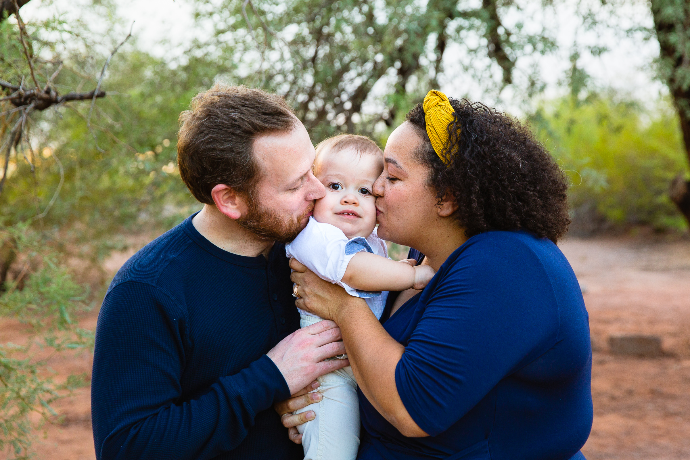 Family pose for their Papago Park family session by Phoenix family photographer PMA Photography.