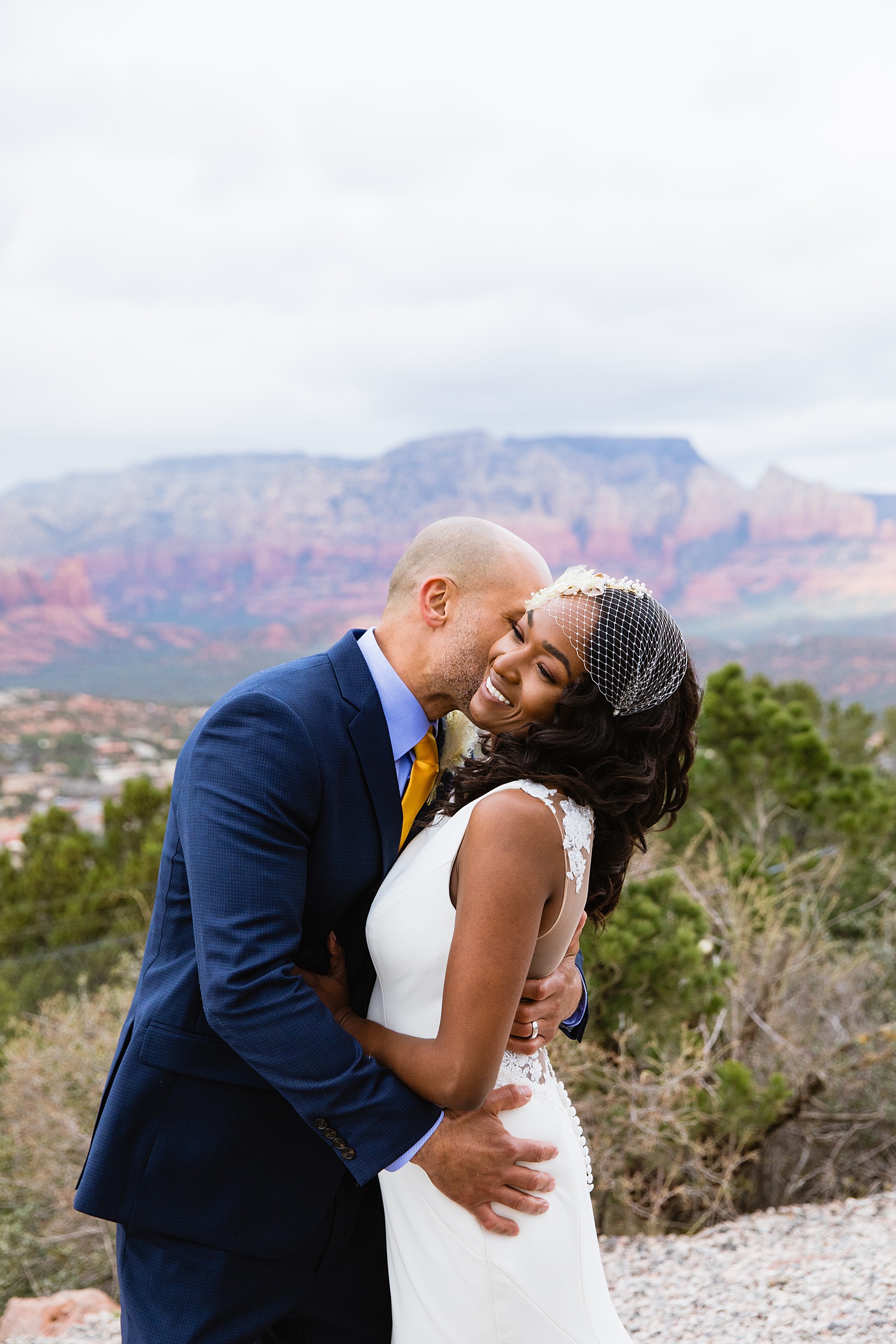Bride and Groom share an intimate moment during their Agave of Sedona wedding by Sedona wedding photographer PMA Photography.