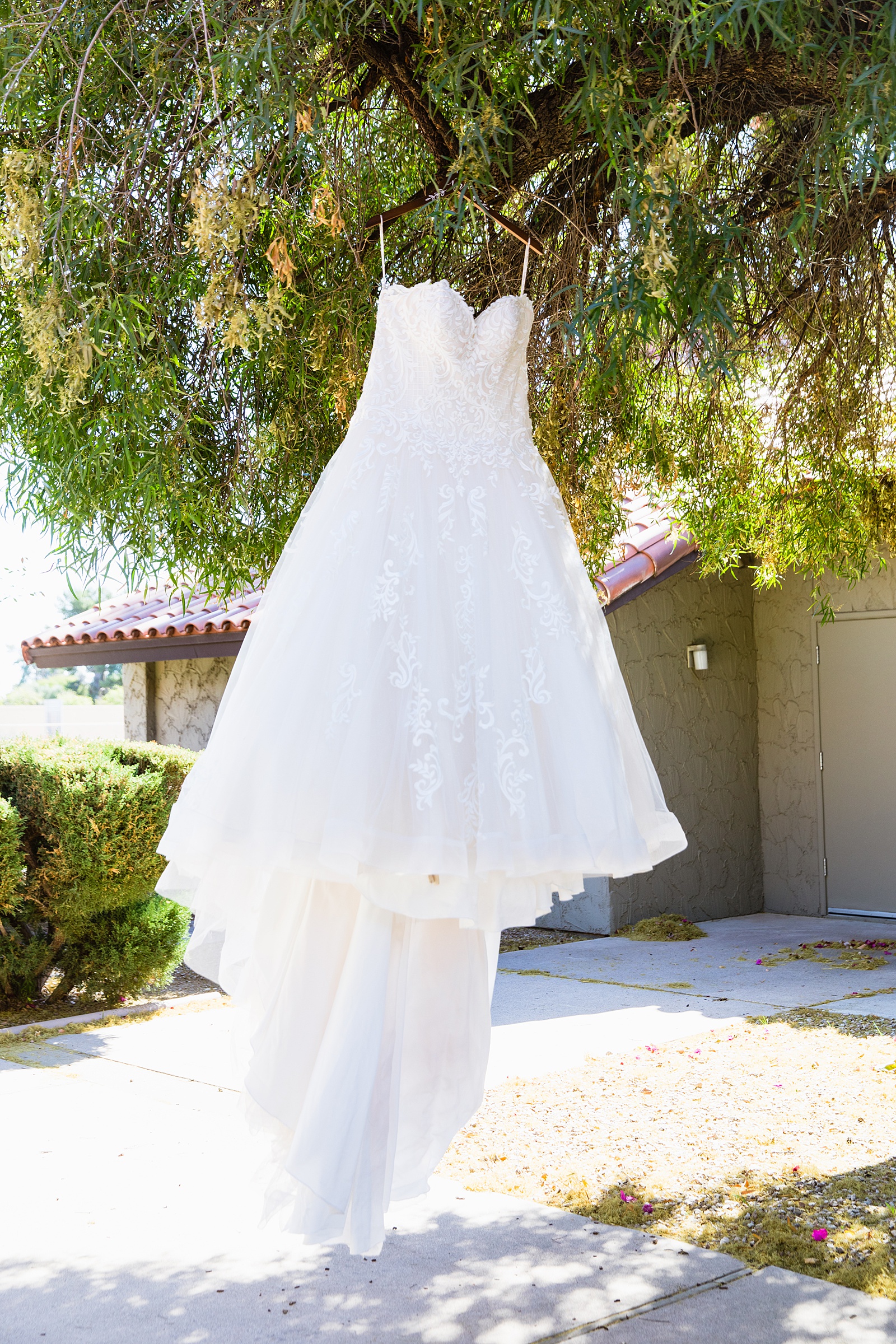 Bride's white lace wedding dress by PMA Photography.