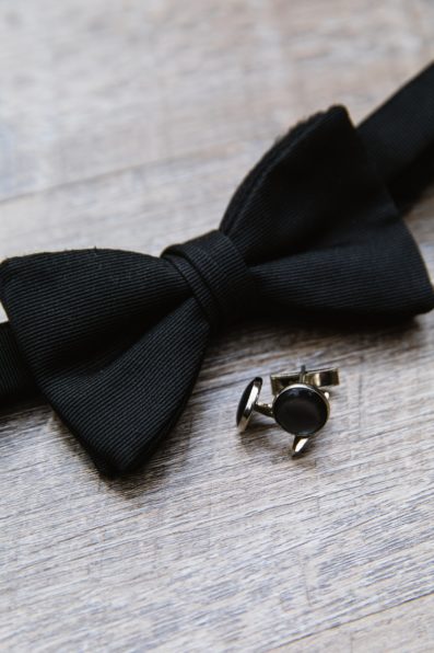 Groom's classic black wedding day details by PMA Photography.