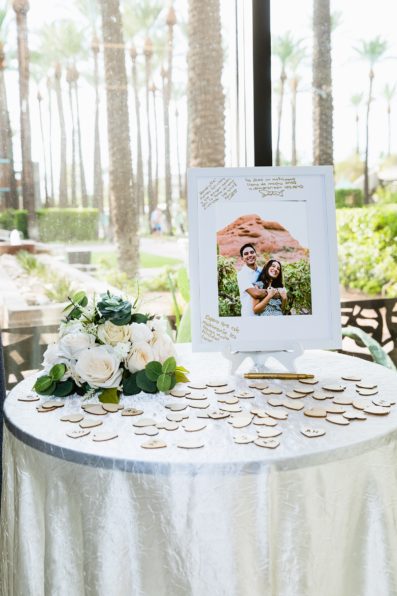 Picture frame guest book by Arizona wedding photographer PMA Photography.