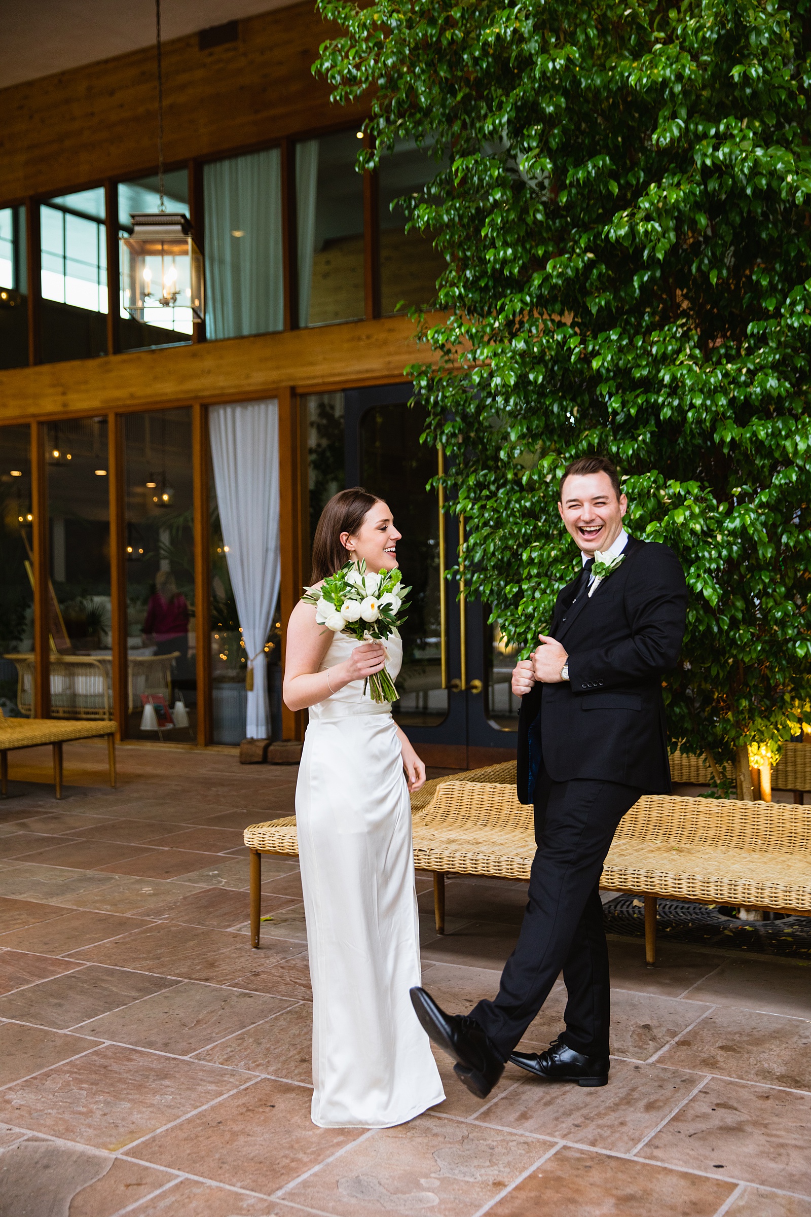 Bride & Groom's first look at The Scott by Arizona wedding photographer PMA Photography.
