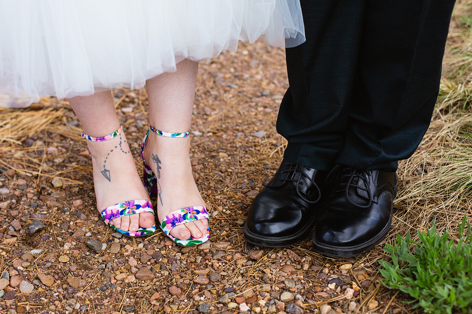 Bride & Groom's wedding day details of shoes by PMA Photography.