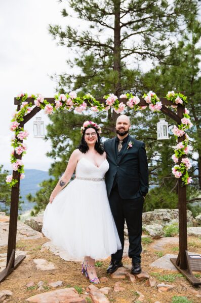 Bride & Groom pose for their Mogollon Rim elopement by Payson elopement photographer PMA Photography.