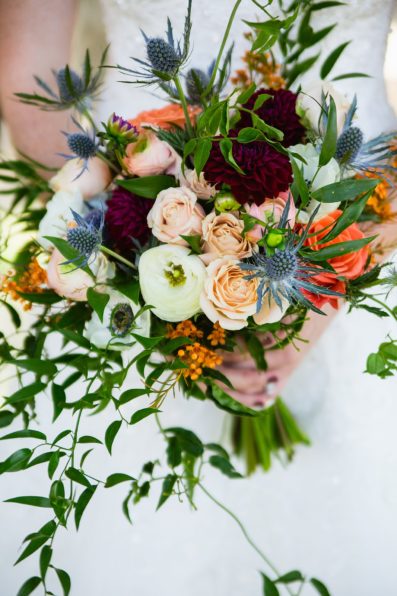 Bride's colorful garden bouquet by PMA Photography.